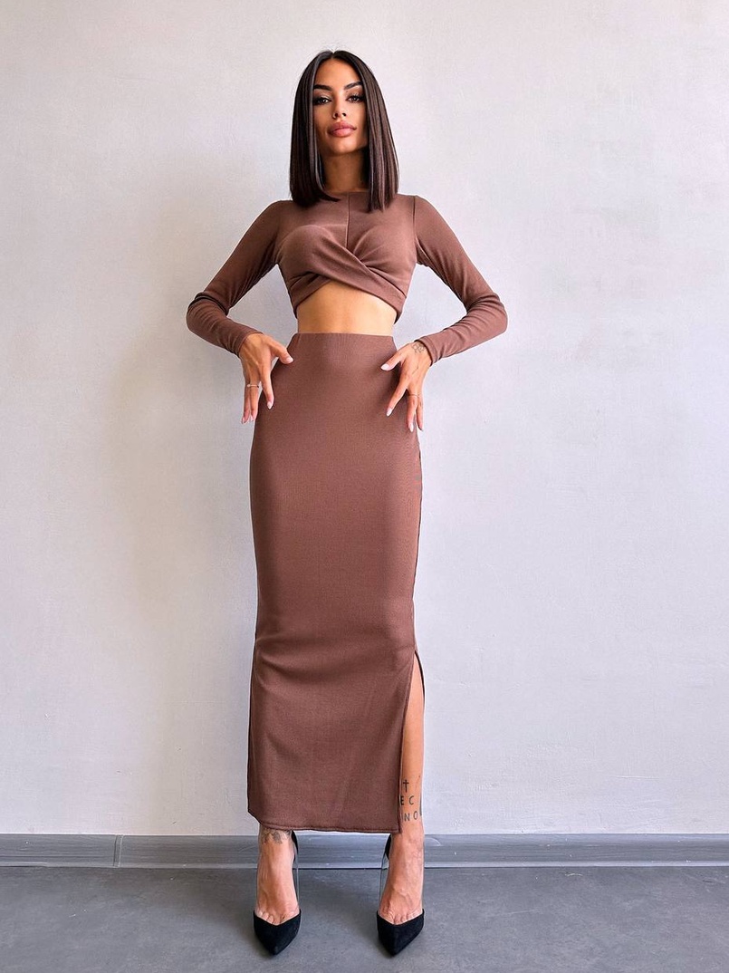 Комплект: топ + спідниця с розрізами  | PUSHKA SHOP