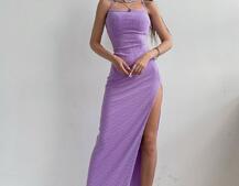 Трикотажное платье со шнуровкой на спинке и вырезом на ножке  Трикотажное платье со шнуровкой на спинке и вырезом на ножке  | PUSHKA SHOP