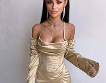 Комплект: корсет з рукавами    + спідниця міні з драпіруванням   | PUSHKA SHOP