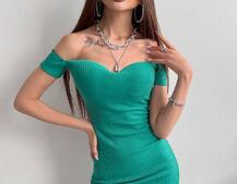 Трикотажное платье мини с чашечками с эффектом push up | PUSHKA SHOP