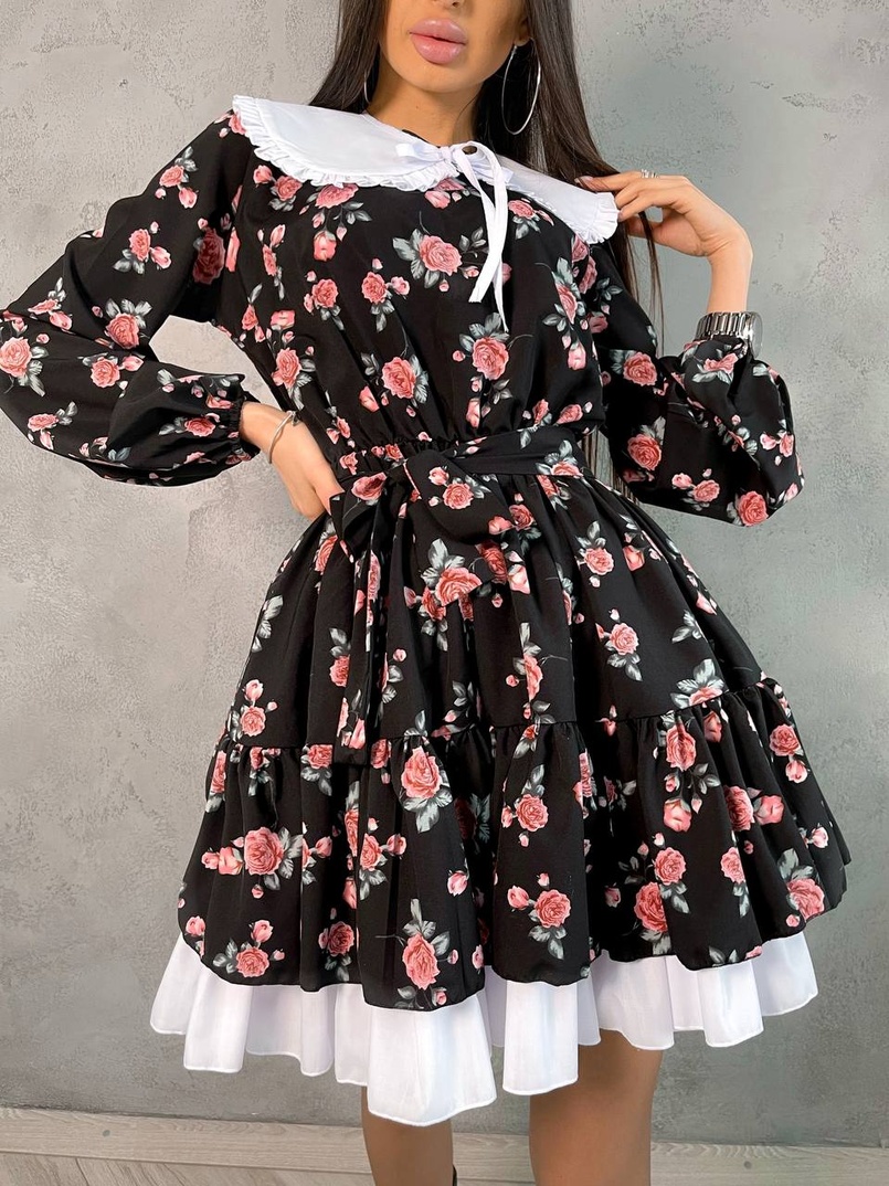 Платье со съёмным воротничком и подъюбником Платье со съёмным воротничком и подъюбником | PUSHKA SHOP