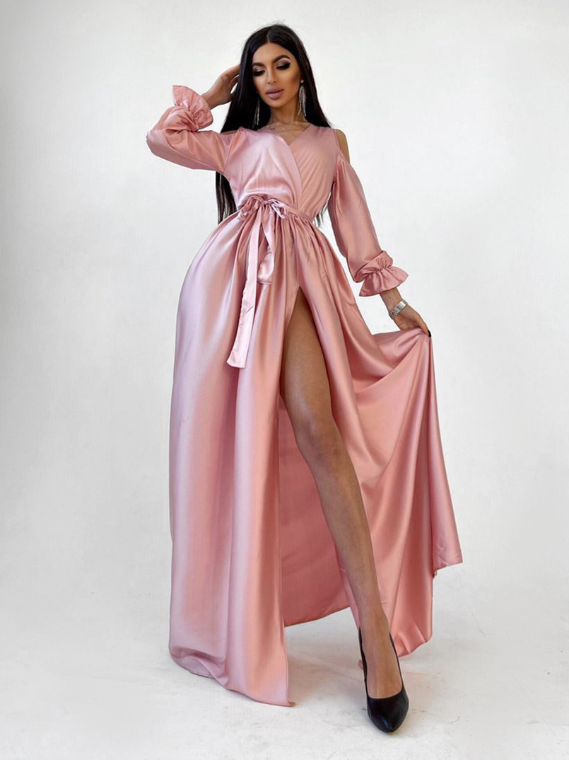 Шелковое платье макси с разрезом Шелковое платье макси с разрезом | PUSHKA SHOP