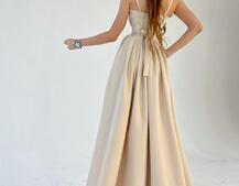 Платье макси с разрезом на юбке и запахом на груди   | PUSHKA SHOP