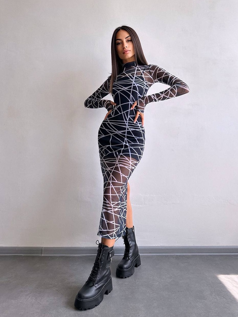 Сукня міді з принтом  | PUSHKA SHOP