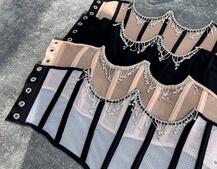 Корсет на кісточках зі шнурівкою, декорований бахромою зі страз | PUSHKA SHOP