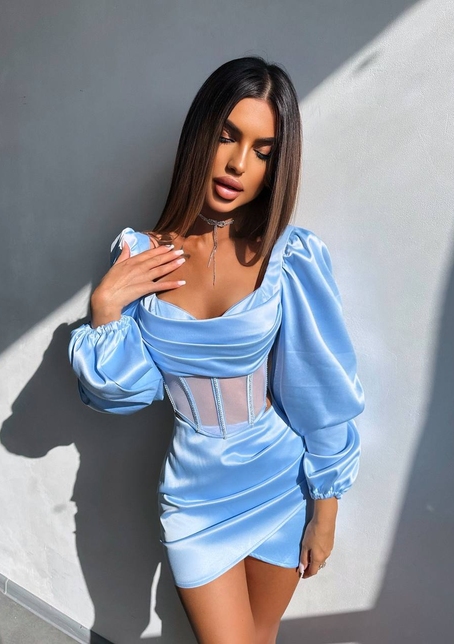 Комплект: корсет, декорований стразами   + спідниця міні з драпіруванням  | PUSHKA SHOP