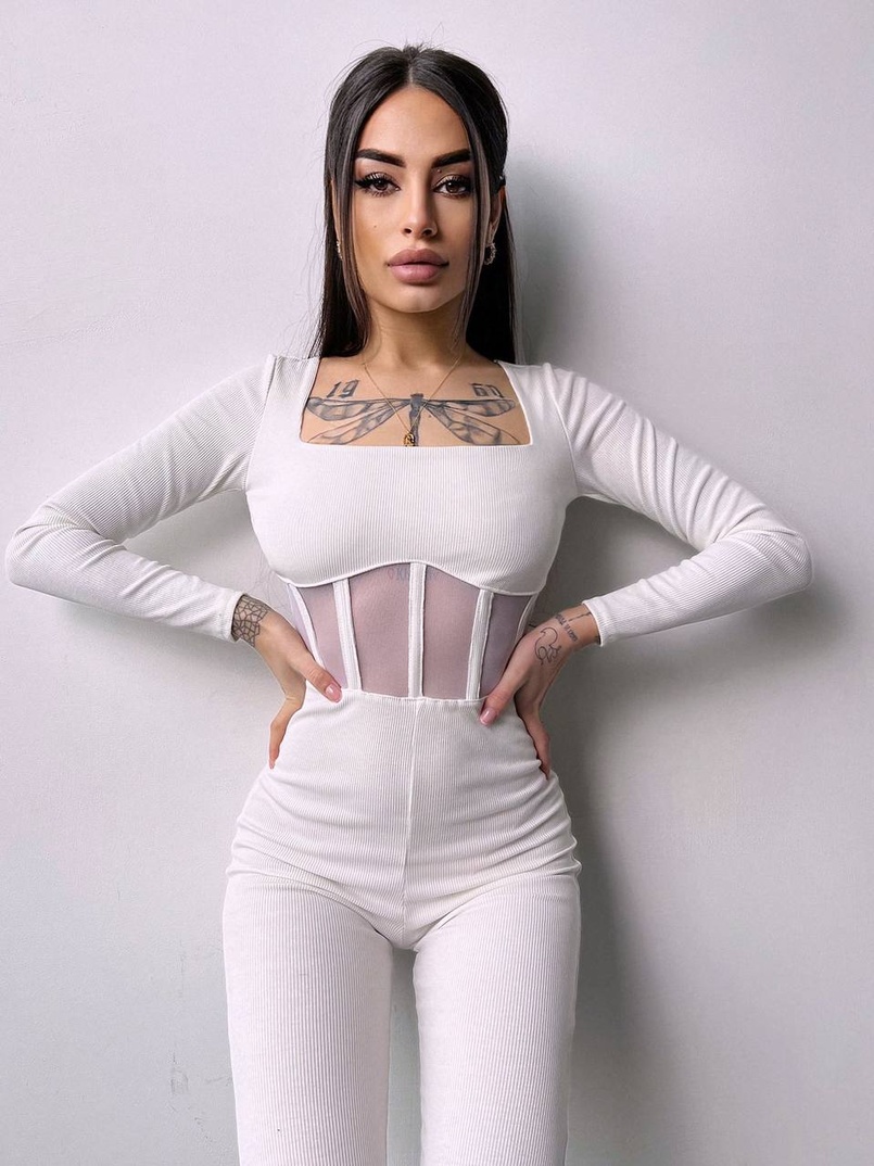 Облягаючий трикотажний комбінезон з елементами корсету  | PUSHKA SHOP