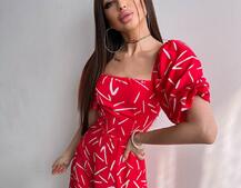 Сукня -міді зі шнурівкою на спинці та розрізом на ніжці | PUSHKA SHOP