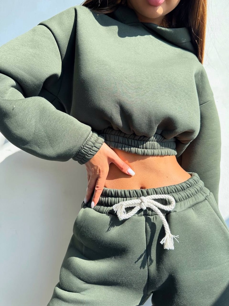 Базовий костюм на флісі з об'ємними капюшоном | PUSHKA SHOP