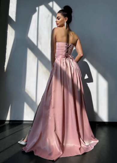 Комплект: корсет-бюстьє , декорований стразами  + спідниця максі з розрізом   Ручна робота  | PUSHKA SHOP