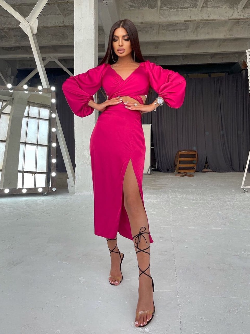 Шелковый костюм с завязками на талии Шелковый костюм с завязками на талии | PUSHKA SHOP