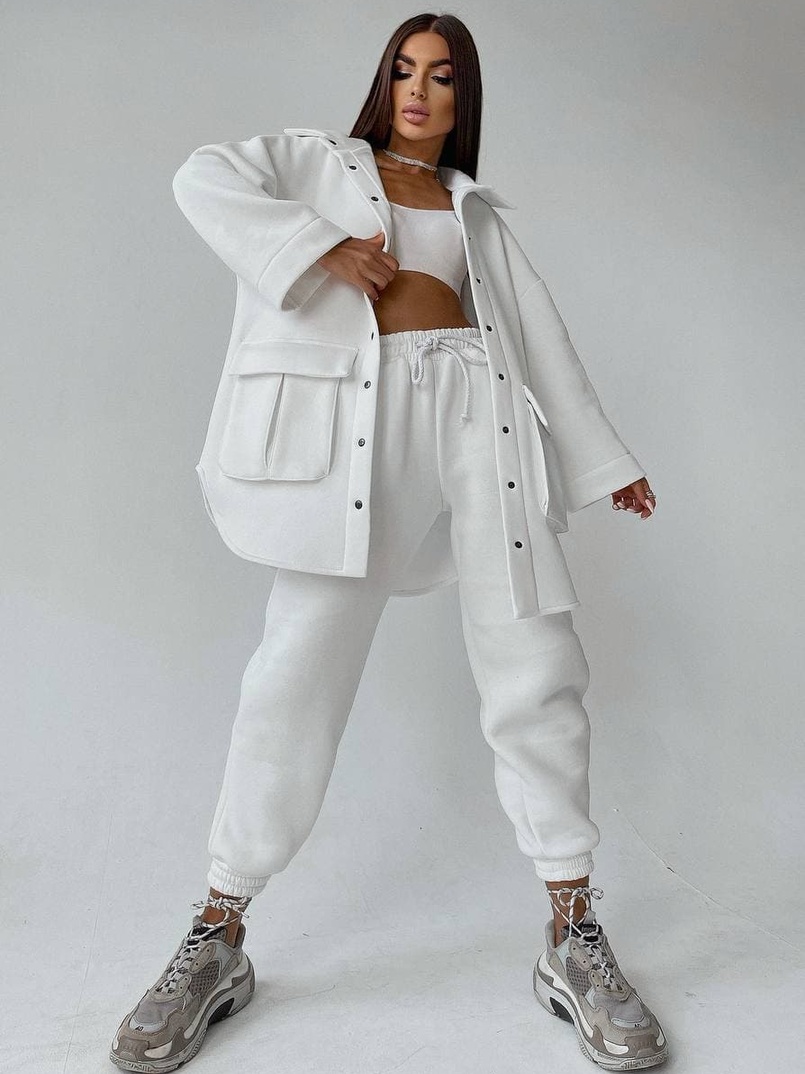 Комплект: тёплая рубашка на кнопках + джоггеры Комплект: тёплая рубашка на кнопках + джоггеры | PUSHKA SHOP