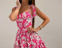 Сукня з чашечками та елементами корсету в квітковий принт  | PUSHKA SHOP