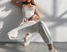 Велюровий комплект трійка: кофта + корсет з чашечками + джогери  | PUSHKA SHOP