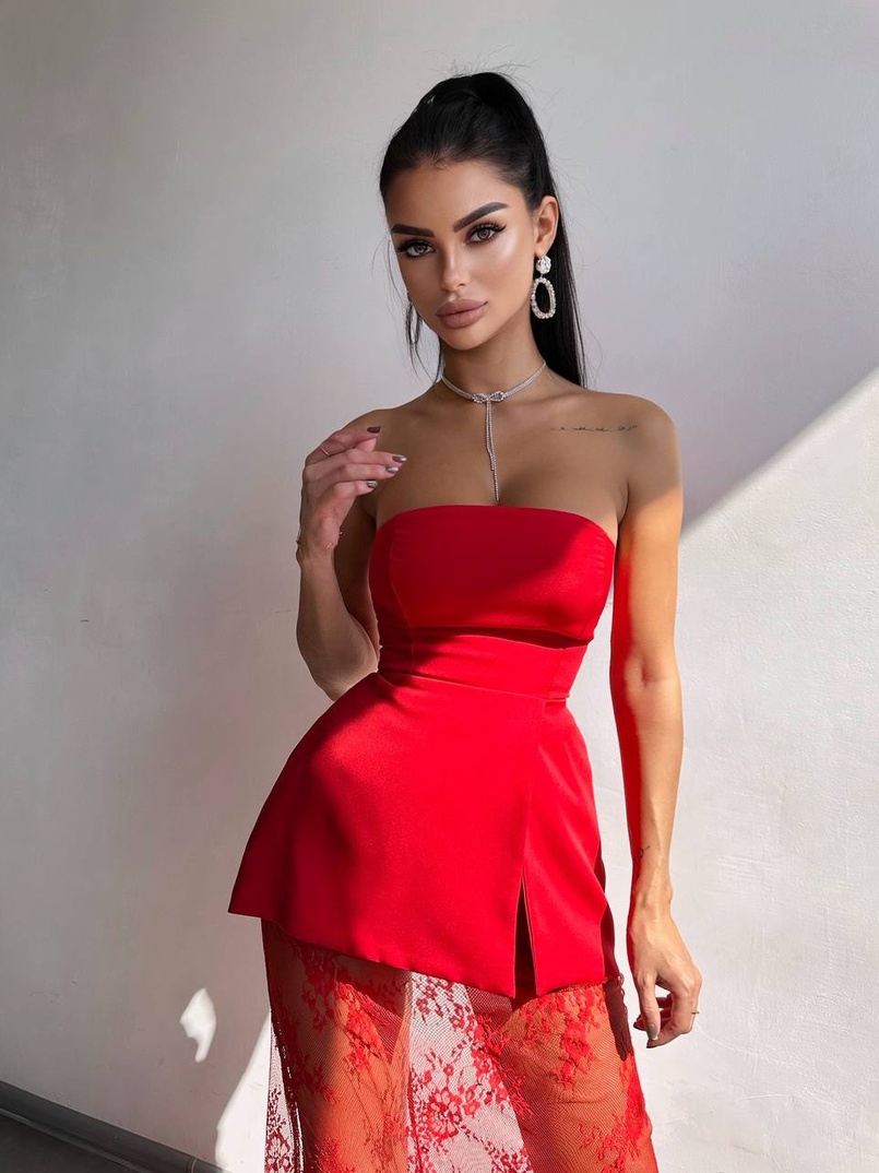 Комплект: піджак + блуза з баской + мереживна спідниця-шорти  | PUSHKA SHOP