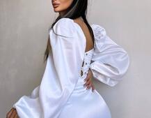 Атласний  комплект: корсет + спідниця декорована бахромою зі страз | PUSHKA SHOP