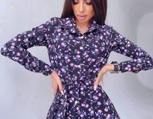 Цветочное платье-рубашка на пуговицах Цветочное платье-рубашка на пуговицах | PUSHKA SHOP