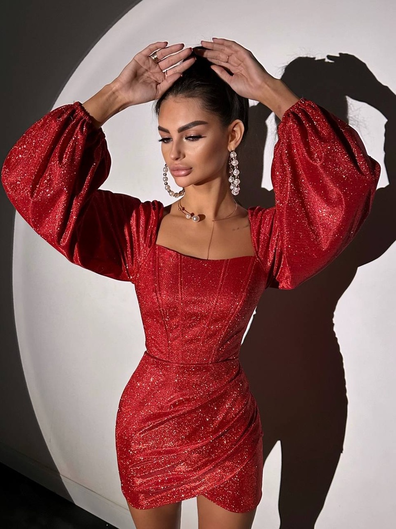 Сяючий комплект: корсет + спідниця міні з драпіруванням  | PUSHKA SHOP