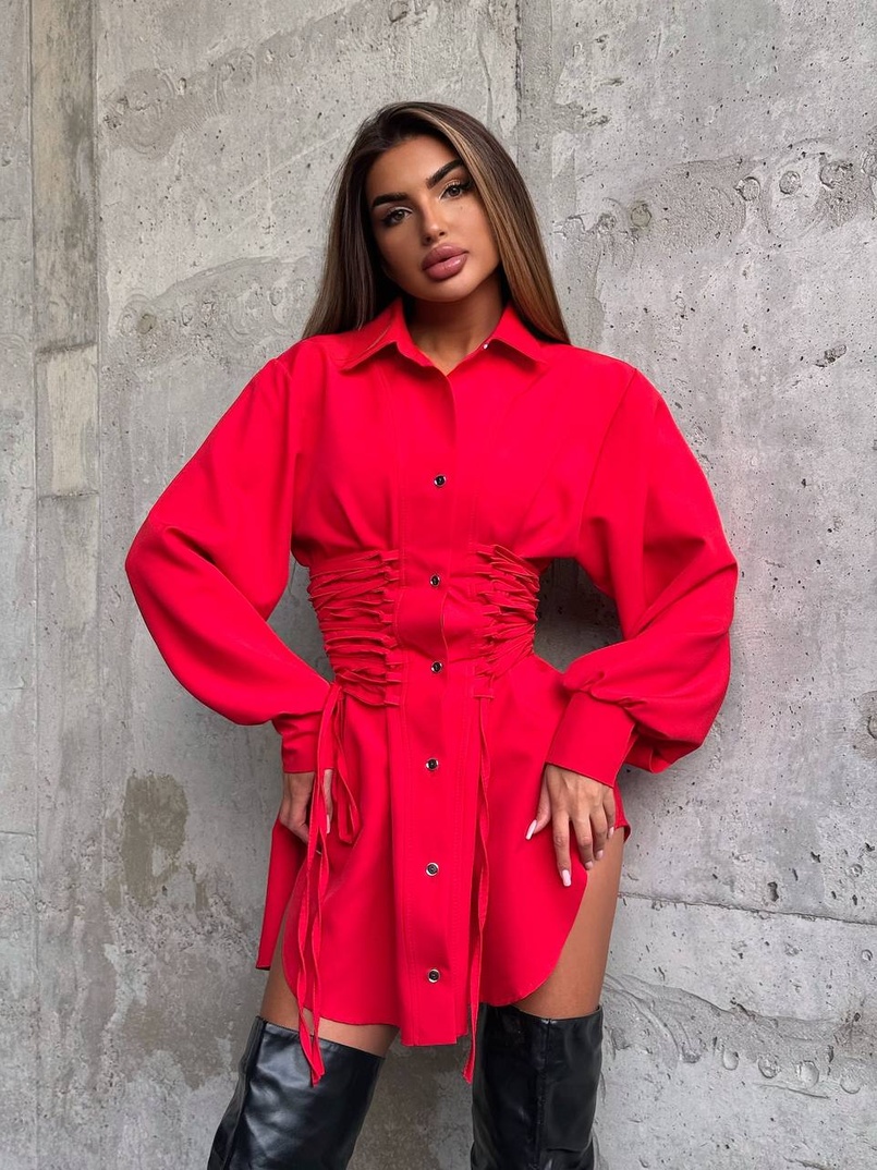 Сукня-сорочка зі шнурівкою | PUSHKA SHOP