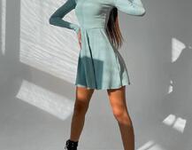 Приталенное трикотажное платье с высоким горлом Приталенное трикотажное платье с высоким горлом | PUSHKA SHOP