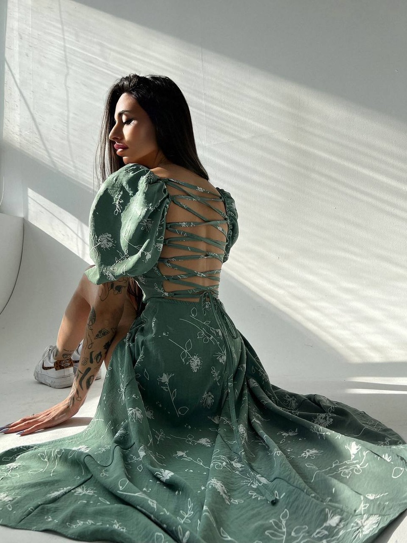 Платье миди со шнуровкой на спинке  Платье миди со шнуровкой на спинке  | PUSHKA SHOP