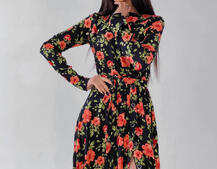 Цветочное платье миди с разрезом Цветочное платье миди с разрезом | PUSHKA SHOP