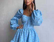 Сукня з квітковим принтом з воланами на ґудзиках  Сукня з квітковим принтом з воланами на ґудзиках  | PUSHKA SHOP