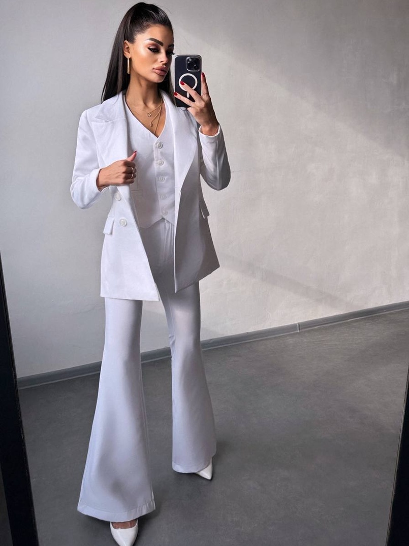 Костюм: піджак на підкладці, штани кльош+ жилет  | PUSHKA SHOP