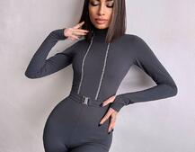 Облягаючий комбінезон з двома змійками та застібкою на талії | PUSHKA SHOP