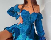 Блискуча сукня з оборками та чашками з ефектом push up Блискуча сукня з оборками та чашками з ефектом push up | PUSHKA SHOP