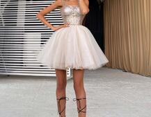 Платье-бюстье с пайетками и пышной фатиновой юбкой   | PUSHKA SHOP