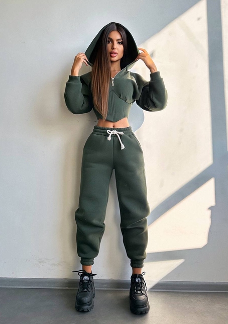 Комплект на флісі : худі з елементами корсету + штани  | PUSHKA SHOP