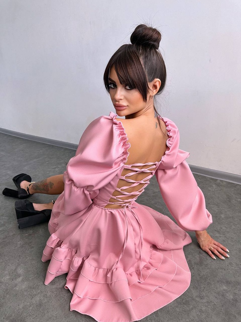 Сукня з воланами та шнурівкою  по спинці | PUSHKA SHOP