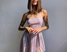 Сяюча сукня максі зі шнурівкою на спинці Сяюча сукня максі зі шнурівкою на спинці | PUSHKA SHOP