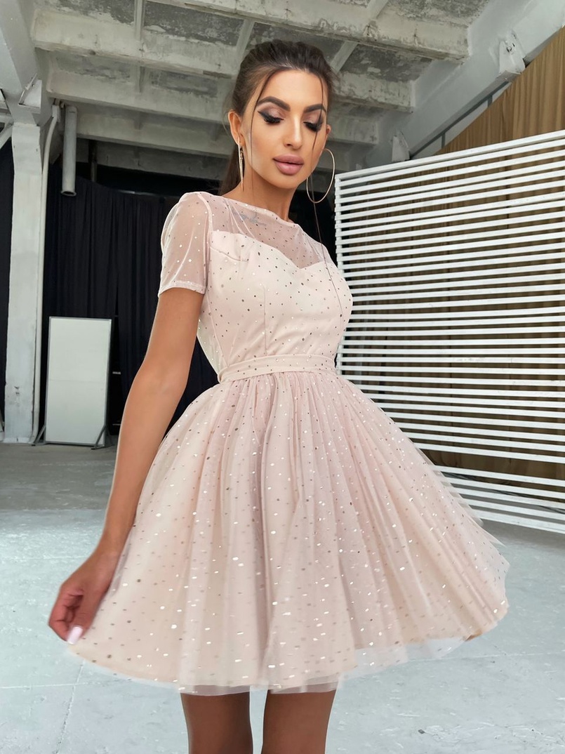 Платье-мини с голографическими блестками Платье-мини с голографическими блестками | PUSHKA SHOP