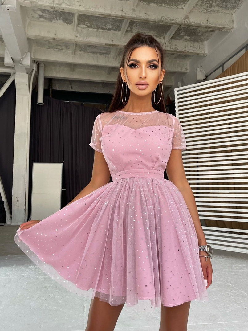 Платье-мини с голографическими блестками Платье-мини с голографическими блестками | PUSHKA SHOP