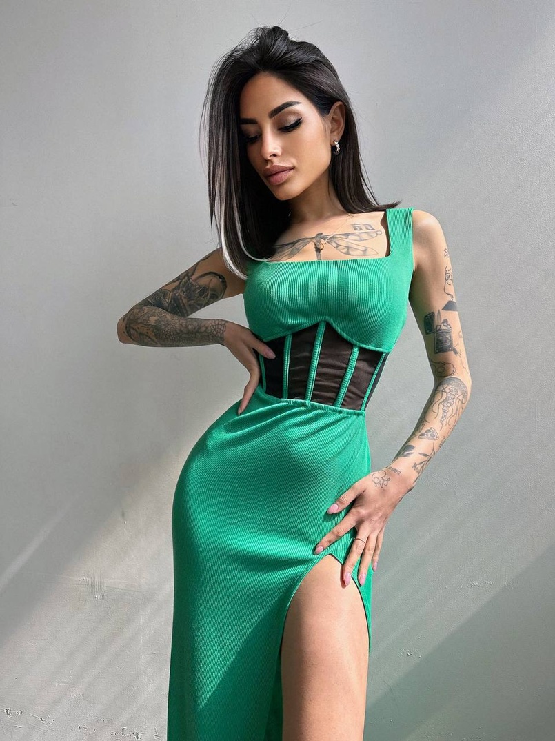 Сукня-міді  з елементами корсету   | PUSHKA SHOP