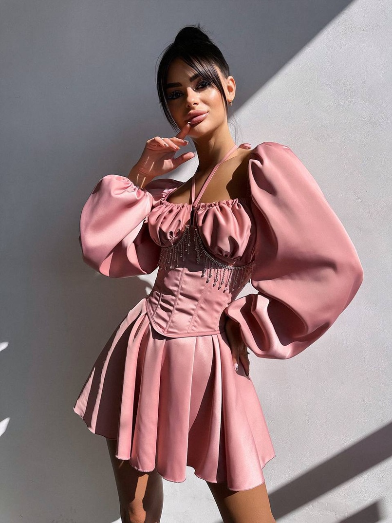 Сукня з корсетом, декорованим бахромою зі страз Ручна робота Сукня з корсетом, декорованим бахромою зі страз Ручна робота | PUSHKA SHOP