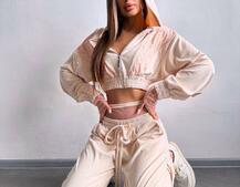 Велюровий комплект декорований стразами( бомбер+ рукавички+ штани + трусики) | PUSHKA SHOP