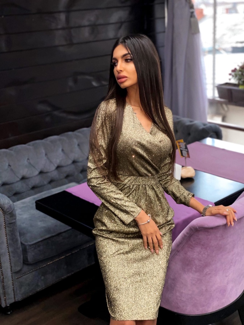 Платье-футляр из голографического трикотажа с люрексом Платье-футляр из голографического трикотажа с люрексом | PUSHKA SHOP