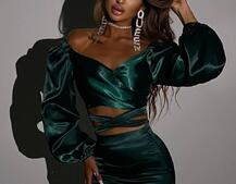 Атласний комплект, бахромою зі стразами  Ручна робота, прикраса пришита  | PUSHKA SHOP