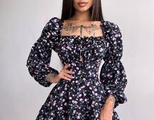 Квіткова сукня на ґудзиках з воланами Квіткова сукня на ґудзиках з воланами | PUSHKA SHOP