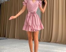 Милое платье в горошек с оборками + повязка на голову с бантом Милое платье в горошек с оборками + повязка на голову с бантом | PUSHKA SHOP