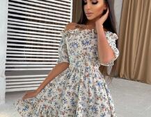 Цветочное платье с пышной юбкой и оборками | PUSHKA SHOP