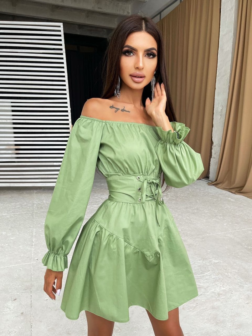 Платье из хлопка в комплекте с корсетом  Платье из хлопка в комплекте с корсетом  | PUSHKA SHOP