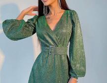 Блестящее платье с широким поясом   Блестящее платье с широким поясом   | PUSHKA SHOP