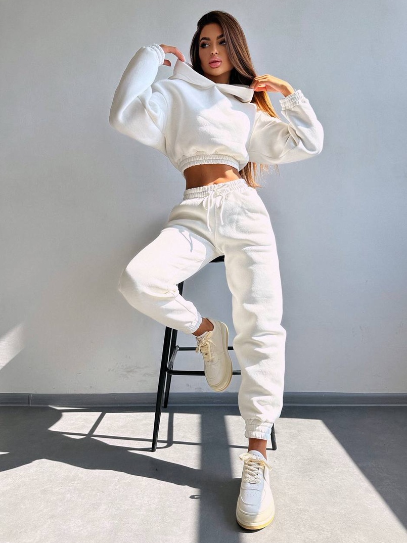 Базовий костюм на флісі з об'ємними капюшоном | PUSHKA SHOP