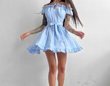 Муслиновое платье мини с корсетной вставкой на талии с косточками  | PUSHKA SHOP