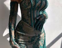 Сукня міні зі шлейфом та рукавичками | PUSHKA SHOP