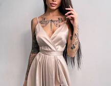 Платье макси с разрезом на юбке и запахом на груди   | PUSHKA SHOP